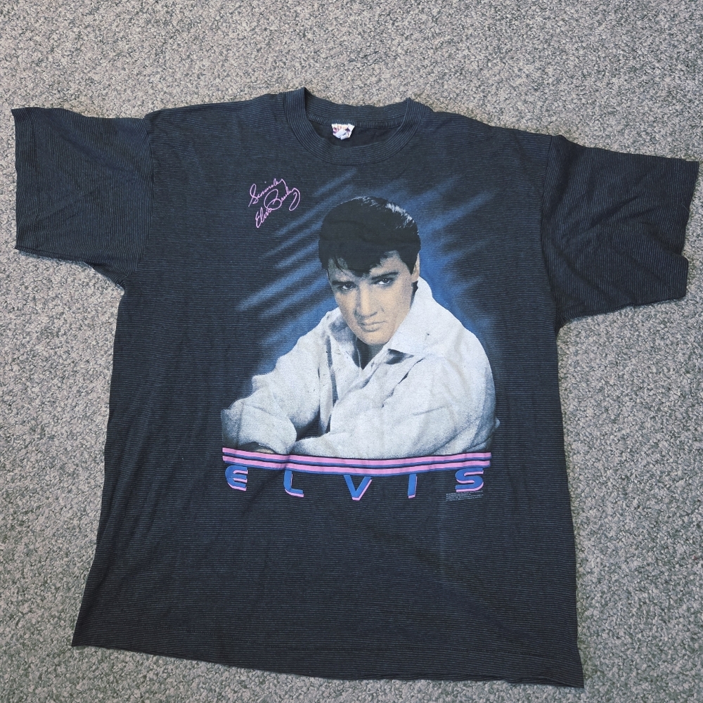 1988 Elvis Presley Vintage Single Stitch tee shirt Striped XXL